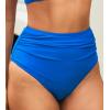 CUPSHE Women’s High Waisted Bikini Bottom Swimsuit Tummy Control Ruched Classic Full Coverage Swim Bottom Only(Royal Blue)