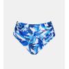 CUPSHE Women’s High Waisted Bikini Bottom Swimsuit Tummy Control Ruched Classic Full Coverage Swim Bottom Only(White/Blue Tropical)
