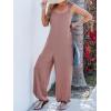CUPSHE Women’s Jumpsuit Sleeveless Ruffle Strap Loose Fit Casual Wide Leg One Piece Romper Elastic(Pink)