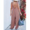 CUPSHE Women’s Jumpsuit Sleeveless Ruffle Strap Loose Fit Casual Wide Leg One Piece Romper Elastic(Pink)