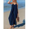 CUPSHE Women’s Jumpsuit Spaghetti Strap V Neck Loose Wide Leg Pants High Waist Casual Summer Sleeveless Romper(Navy)