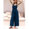 CUPSHE Women’s Jumpsuit Square Neck Sleeveless Elasticized Waist Wide Leg Romper Casual Vacation(Navy)