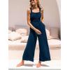 CUPSHE Women’s Jumpsuit Square Neck Sleeveless Elasticized Waist Wide Leg Romper Casual Vacation(Navy)