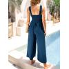 CUPSHE Women’s Jumpsuit Square Neck Sleeveless Elasticized Waist Wide Leg Romper Casual Vacation(Navy)