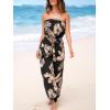CUPSHE Women’s Jumpsuit Tropical Off-Shoulder Sleeveless One Piece Casual Summer Outfits Romper(Black Beige Palm)