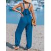 CUPSHE Women’s Jumpsuit V Neck Sleeveless High Waist Elastic Loose Fit Casual Pants Summer Fashion Romper Wide Leg Outfit(Blue)