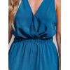 CUPSHE Women’s Jumpsuit V Neck Sleeveless High Waist Elastic Loose Fit Casual Pants Summer Fashion Romper Wide Leg Outfit(Blue)