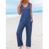 CUPSHE Women’s Jumpsuit V Neck Sleeveless Tied Pockets Outfits Casual Vacation Rompers Navy(Navy)
