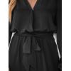 CUPSHE Women’s Jumpsuits Belted Jogger Jumpsuit Long Sleeve Overall V Neck Outfit Casual Dressy(Black)