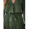 CUPSHE Women’s Jumpsuits Belted Jogger Jumpsuit Long Sleeve Overall V Neck Outfit Casual Dressy(Green)