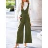 CUPSHE Women’s Jumpsuits Casual V Neck Sleeveless Wide Leg Loose Fit One Piece Jumpsuit with Pockets(Green)