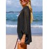 CUPSHE Women’s Knit Open Front Long Dolman Sleeves Beach Crocheted Cover-Up Vacation(Black)
