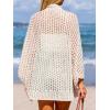 CUPSHE Women’s Knit Open Front Long Dolman Sleeves Beach Crocheted Cover-Up Vacation(Off-white)