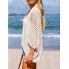 CUPSHE Women’s Knit Open Front Long Dolman Sleeves Beach Crocheted Cover-Up Vacation(Off-white)