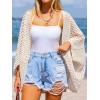 CUPSHE Women’s Knit Open Front Long Dolman Sleeves Beach Crocheted Cover-Up Vacation(Off-white)