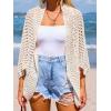 CUPSHE Women’s Knit Open Front Long Dolman Sleeves Beach Crocheted Cover-Up Vacation(Off-white)