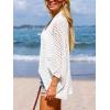 CUPSHE Women’s Knit Open Front Long Dolman Sleeves Beach Crocheted Cover-Up Vacation(White)