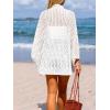 CUPSHE Women’s Knit Open Front Long Dolman Sleeves Beach Crocheted Cover-Up Vacation(White)