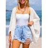 CUPSHE Women’s Knit Open Front Long Dolman Sleeves Beach Crocheted Cover-Up Vacation(White)