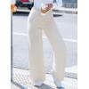 CUPSHE Women’s Knit Pants Wide Leg High Waist Casual Lounge Stretch Cozy Trousers Fall Winter(Beige)