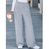 CUPSHE Women’s Knit Pants Wide Leg High Waist Casual Lounge Stretch Cozy Trousers Fall Winter(Grey)