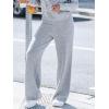 CUPSHE Women’s Knit Pants Wide Leg High Waist Casual Lounge Stretch Cozy Trousers Fall Winter(Grey)