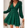 CUPSHE Women’s Lace Mini Dress Long Sleeve Floral Print A Line Dress for Party Bodycon Dress(Green)