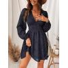 CUPSHE Women’s Lace Mini Dress Long Sleeve Floral Print A Line Dress for Party Bodycon Dress(Navy)