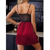 CUPSHE Womens Lingerie V Neck Sexy Nightgown Floral Lace Trim Night Dresses S-XXL(A-wine Red)