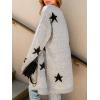 CUPSHE Womens Long Sleeve Cardigan Sweater Knit Button Down Open Front Sweater Coat Star Print Outwear with Pockets(Grey)