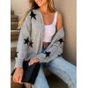 CUPSHE Womens Long Sleeve Cardigan Sweater Knit Button Down Open Front Sweater Coat Star Print Outwear with Pockets(Grey)