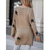 CUPSHE Womens Long Sleeve Cardigan Sweater Knit Button Down Open Front Sweater Coat Star Print Outwear with Pockets(Khaki)