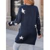CUPSHE Womens Long Sleeve Cardigan Sweater Knit Button Down Open Front Sweater Coat Star Print Outwear with Pockets(Navy)