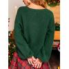 CUPSHE Womens Long Sleeve Christmas Fall Sweater Crewneck Pattern Loose Fit Pullover Holiday Sweater Knit Top(B-green)