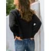 CUPSHE Women’s Long Sleeve Knit Cardigan Bow Buttons Lightweight Open Front Sweater Fall Winter Casual Sweater Top(Black)