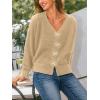 CUPSHE Women’s Long Sleeve Knit Cardigan Bow Buttons Lightweight Open Front Sweater Fall Winter Casual Sweater Top(Khaki)