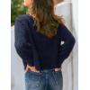 CUPSHE Women’s Long Sleeve Knit Cardigan Bow Buttons Lightweight Open Front Sweater Fall Winter Casual Sweater Top(Royal Blue)