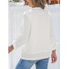CUPSHE Womens Long Sleeve Knit Eyelet Tops Split Work Office Casual Business Blouse with Button Tabs(White)