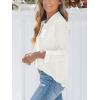CUPSHE Womens Long Sleeve Knit Eyelet Tops Split Work Office Casual Business Blouse with Button Tabs(White)