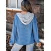 CUPSHE Women’s Long Sleeve T-Shirt Casual Loose Blouses Button Down Shirt Tops with Pocket(Blue)