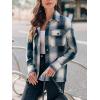 CUPSHE Women’s Long Sleeve T-Shirt Casual Loose Blouses Button Down Shirt Tops with Pocket(Plaid)