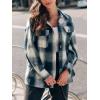 CUPSHE Women’s Long Sleeve T-Shirt Casual Loose Blouses Button Down Shirt Tops with Pocket(Plaid)
