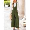 CUPSHE Womens Maxi Jumpsuit Trendy Dressy V Neck Sleeveless Wide Leg One Piece Overall Casual Pockets Fall Work Romper(Olive Green)