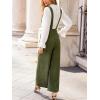 CUPSHE Womens Maxi Jumpsuit Trendy Dressy V Neck Sleeveless Wide Leg One Piece Overall Casual Pockets Fall Work Romper(Olive Green)