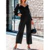 CUPSHE Women’s Maxi Jumpsuit V Neck Long Sleeve Wide Leg Lace One Piece Fall Casual Outfit Pants Jumpsuits with Pockets(Black)