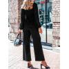 CUPSHE Women’s Maxi Jumpsuit V Neck Long Sleeve Wide Leg Lace One Piece Fall Casual Outfit Pants Jumpsuits with Pockets(Black)