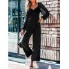 CUPSHE Women’s Maxi Jumpsuit V Neck Long Sleeve Wide Leg Lace One Piece Fall Casual Outfit Pants Jumpsuits with Pockets(Black)