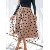 CUPSHE Women’s Mesh Midi SkirtsTulle A Line Fairy Patterned High Waist Dressy Long Skirt Casual Vacation Outfits(Brown)