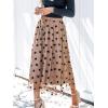 CUPSHE Women’s Mesh Midi SkirtsTulle A Line Fairy Patterned High Waist Dressy Long Skirt Casual Vacation Outfits(Brown)