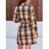 CUPSHE Women’s Mini Fall Dresses Button Long Sleeves Plaid Belted Casual Short A Line Shirt Dress(Beige/Brown)
